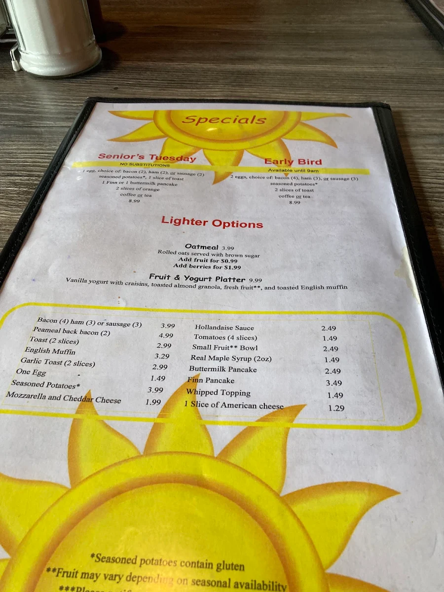 Menu, Tina's | Breakfast & Lunch