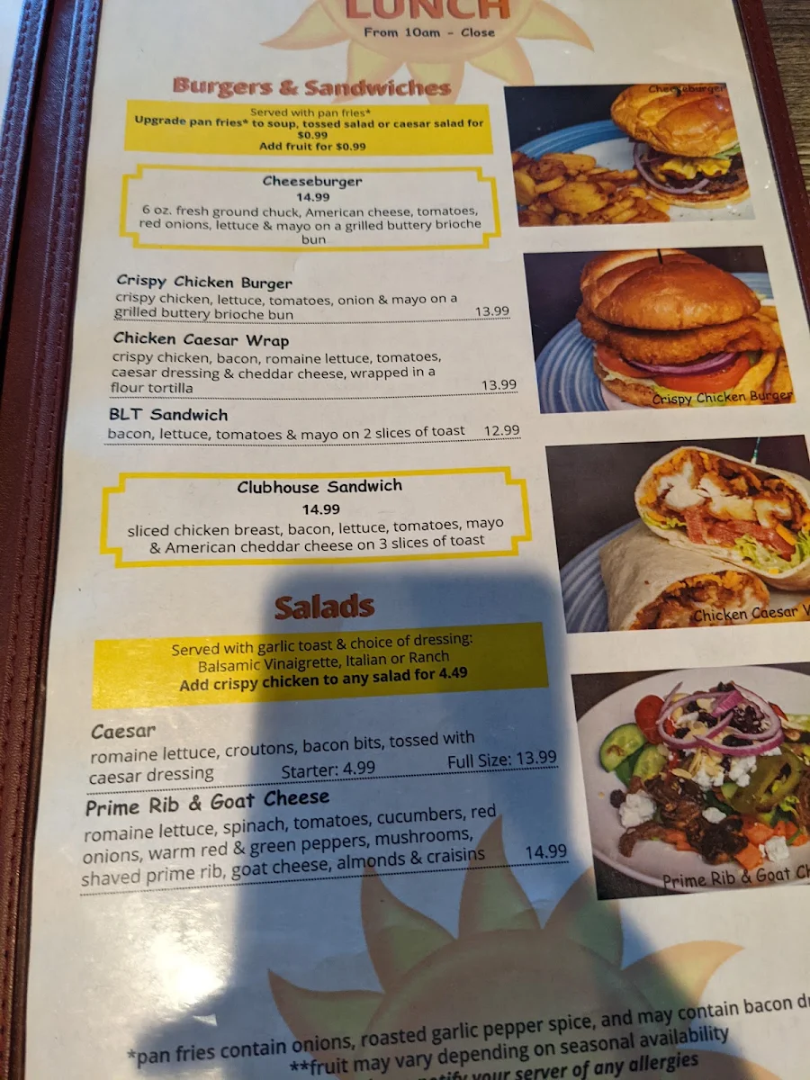 Menu, Tina's | Breakfast & Lunch