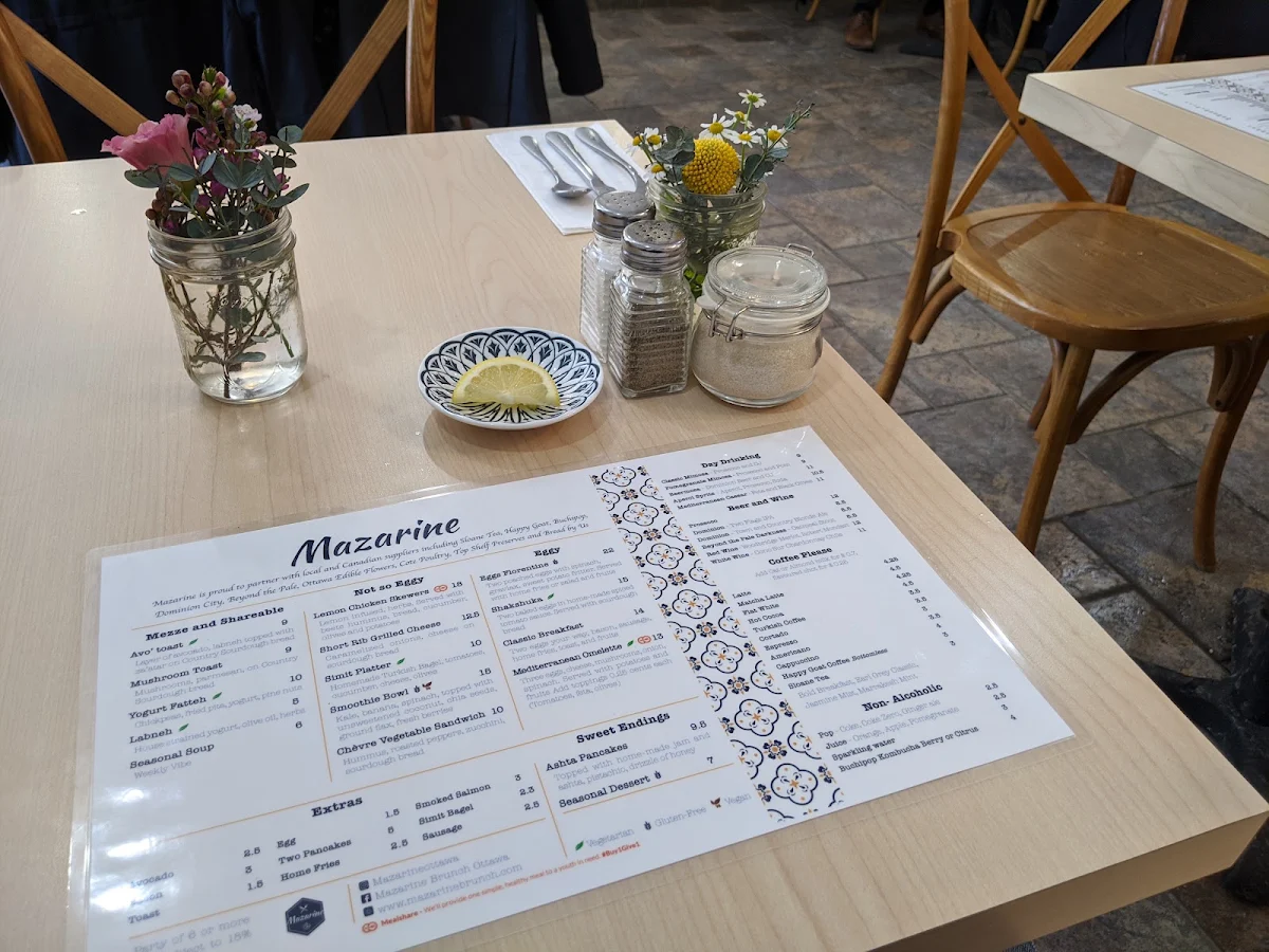 Menu, Mazarine Brunch