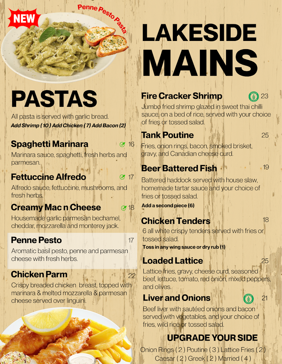 Menu, The Tankhouse On Trent