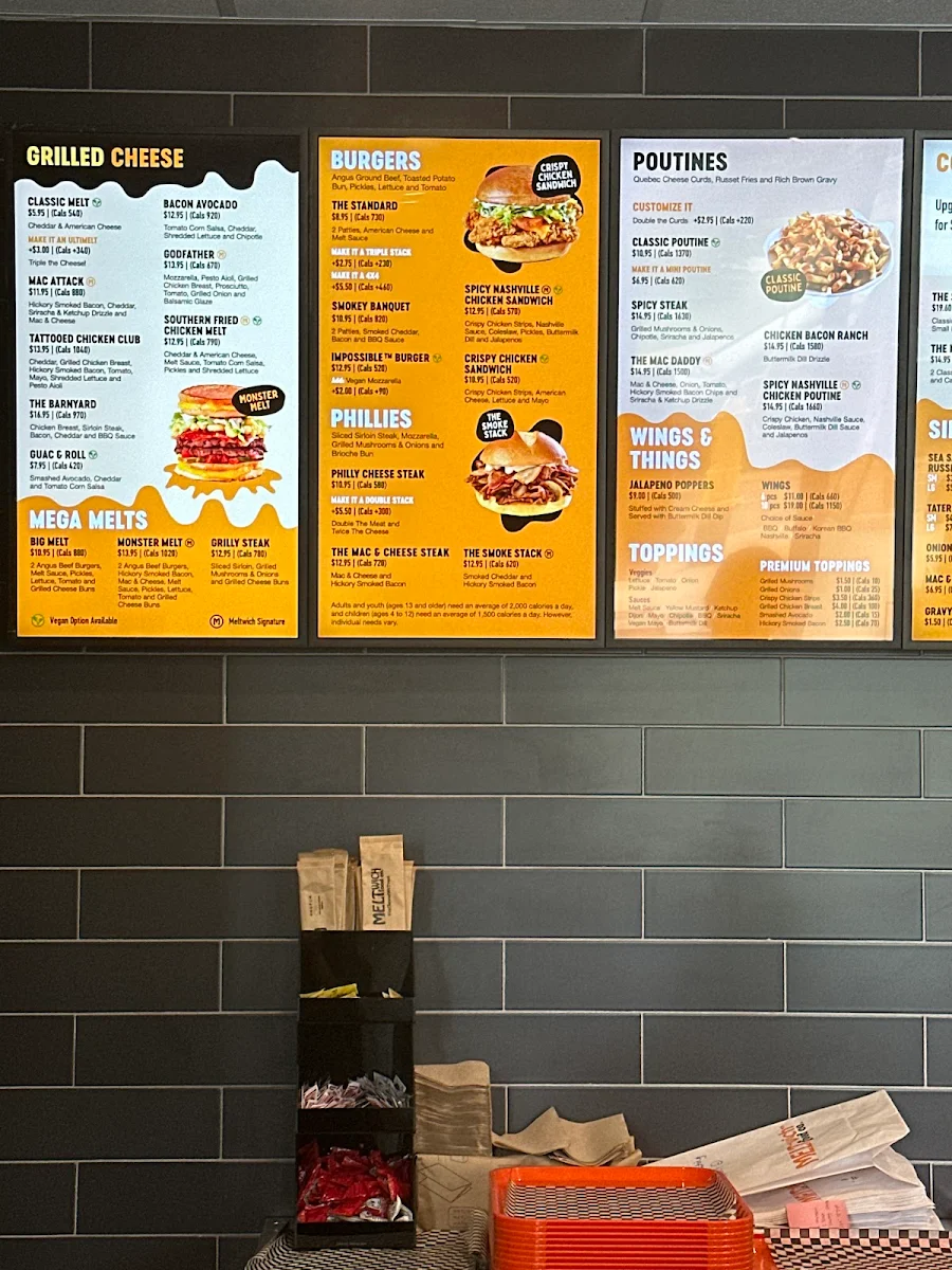 Menu, Meltwich Food Co