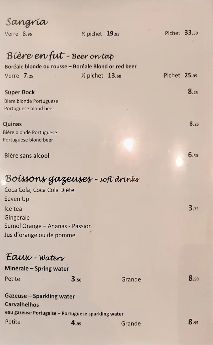 Menu, Restaurant Jano