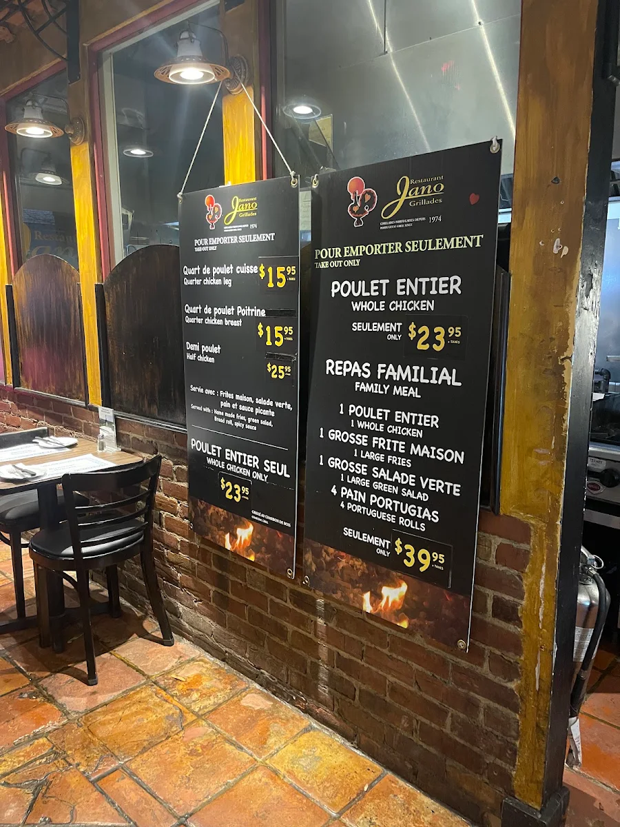 Menu, Restaurant Jano
