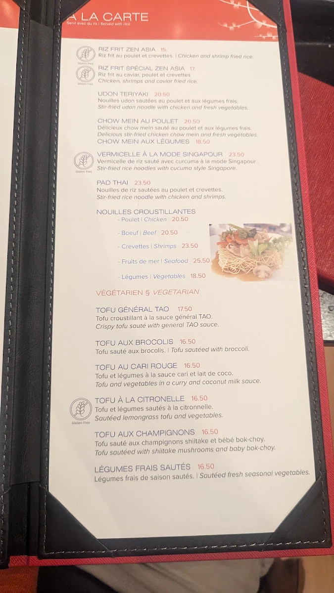 Menu, Zen Asia Restaurant