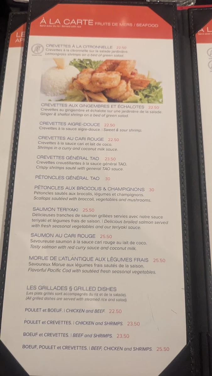 Menu, Zen Asia Restaurant