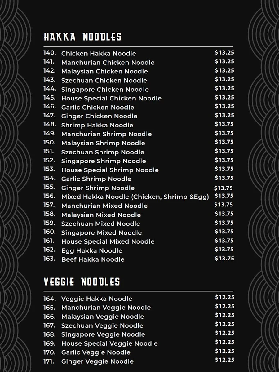 Menu, Everest Hakka House