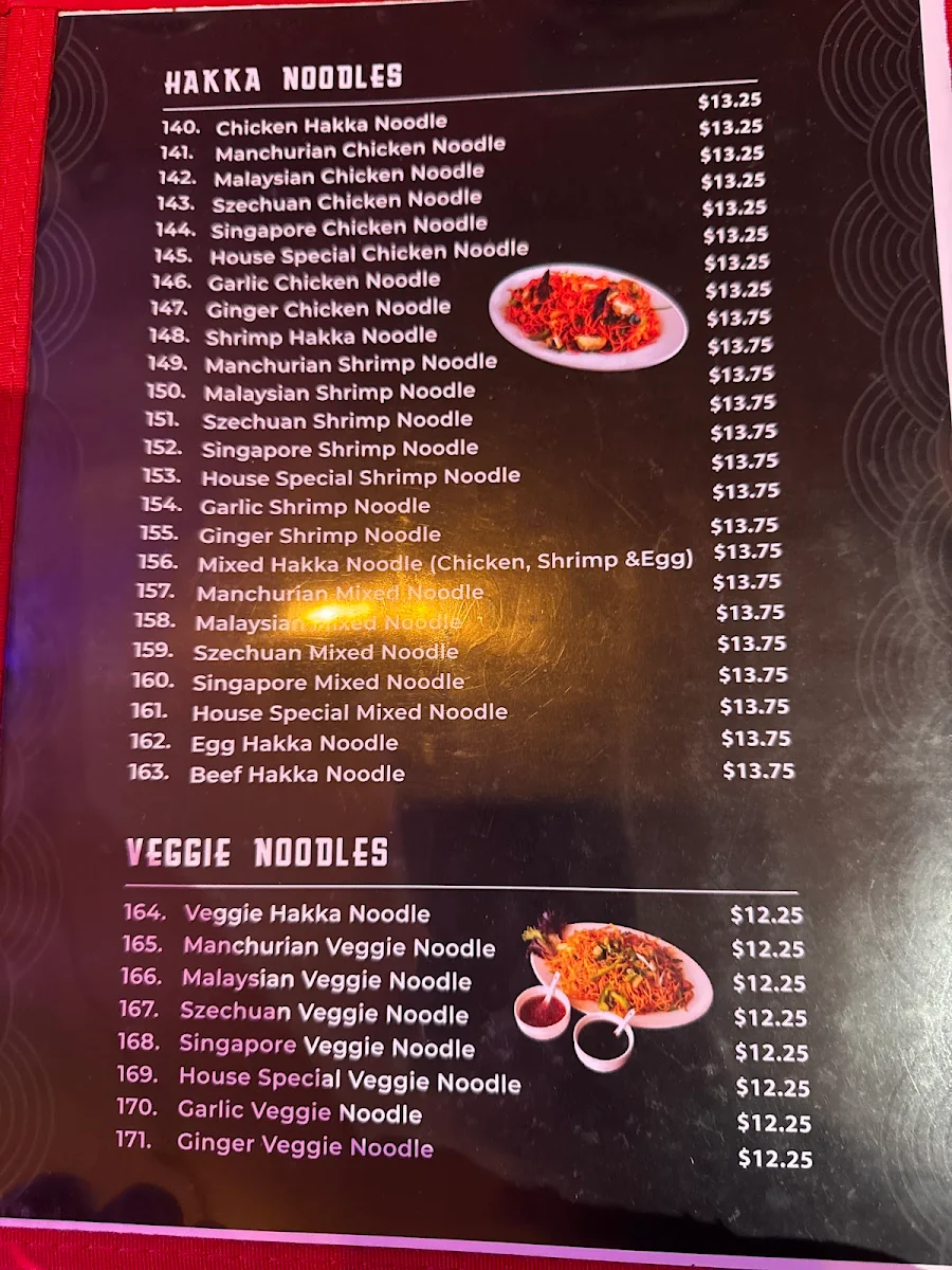Menu, Everest Hakka House