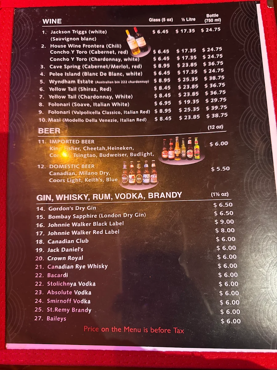 Menu, Everest Hakka House