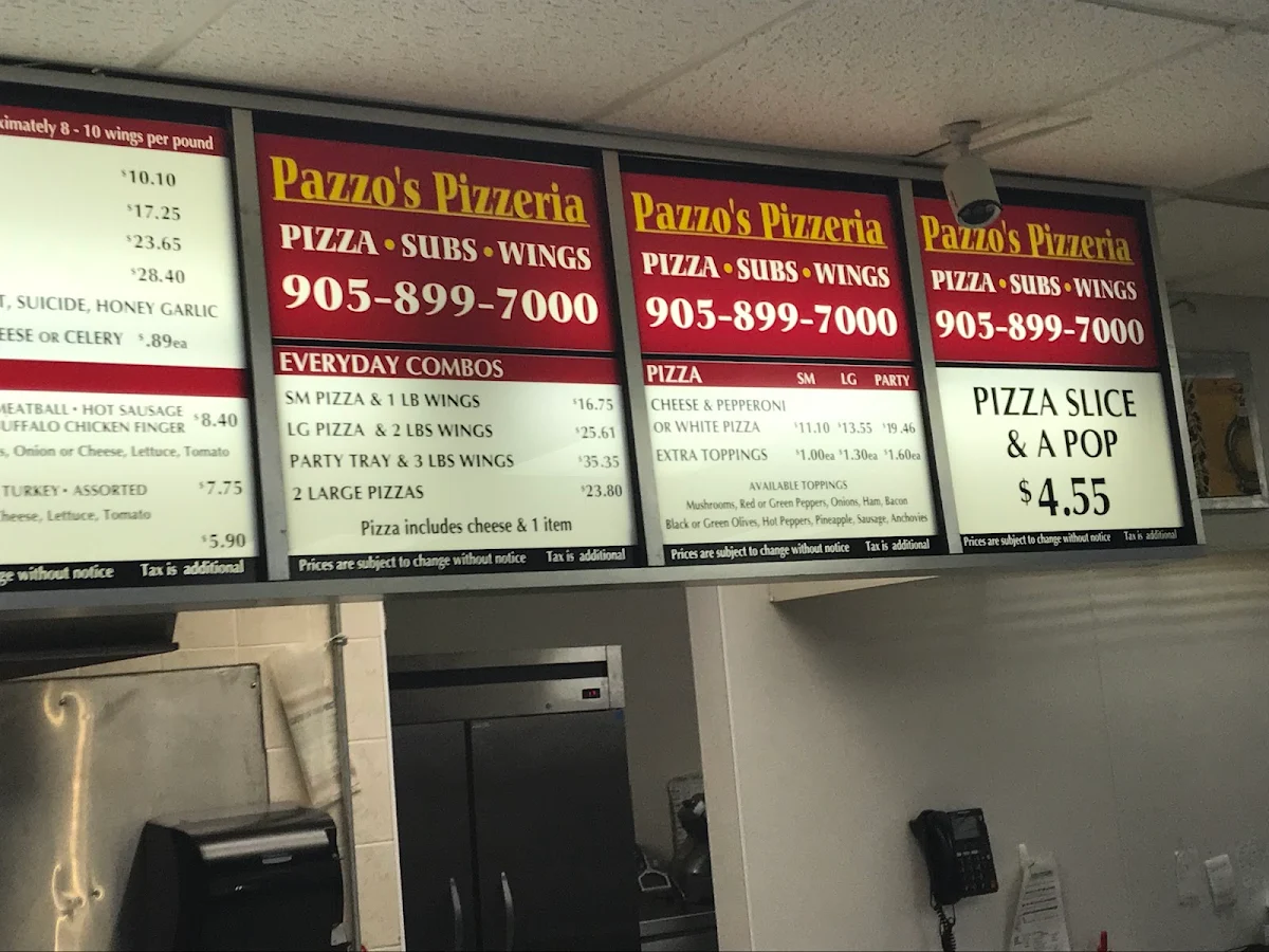 Menu, Pazzo's Pizzeria (Wainfleet Location)