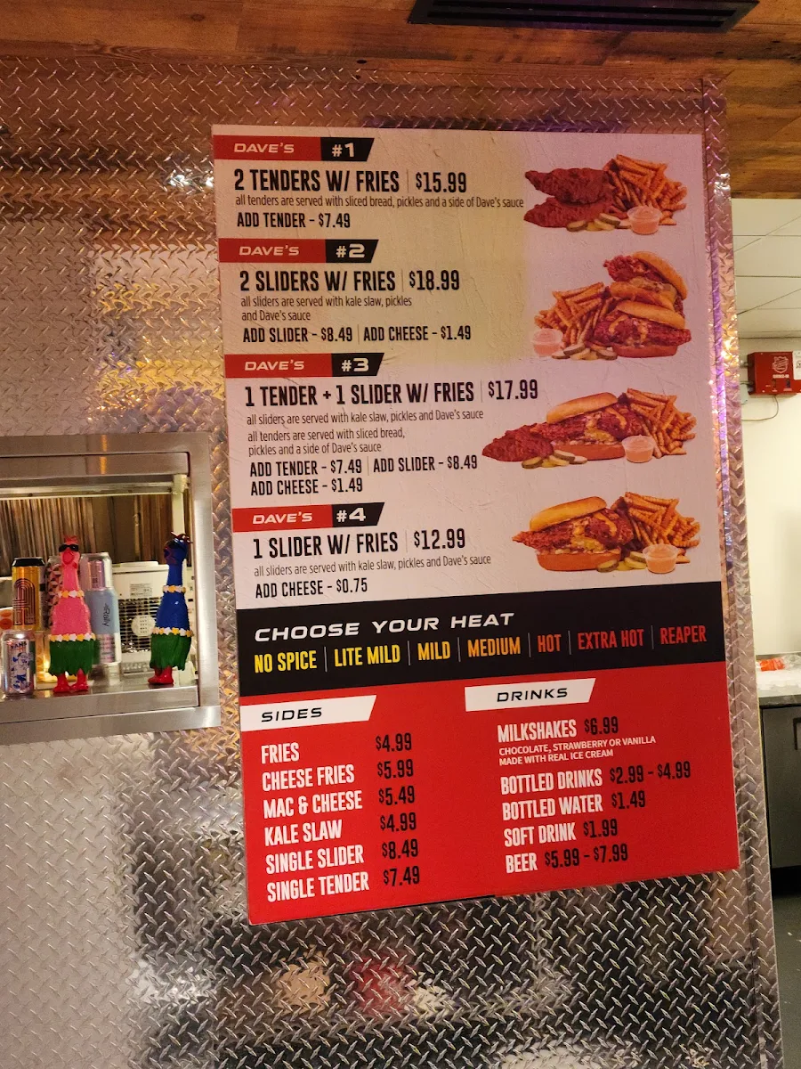 Menu, Dave's Hot Chicken