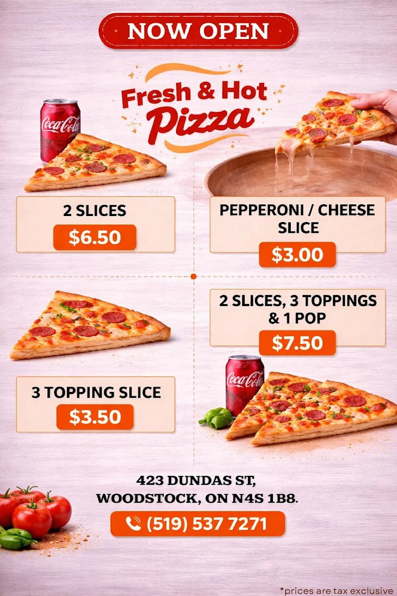 Menu, Fresh & Hot Pizza - Woodstock