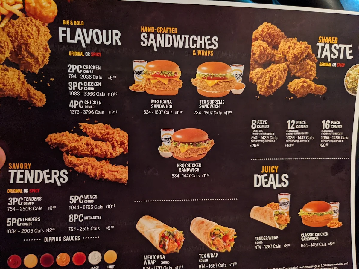 Menu, Church's Texas Chicken