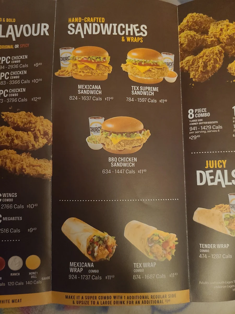Menu, Church's Texas Chicken