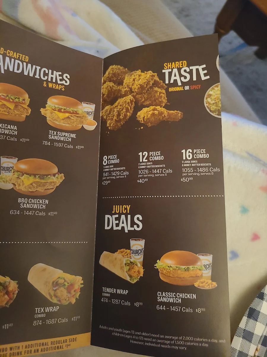 Menu, Church's Texas Chicken