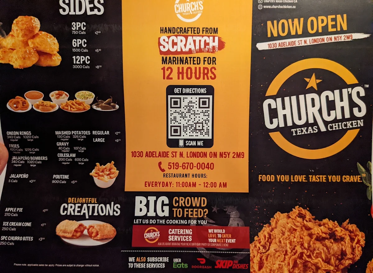 Menu, Church's Texas Chicken