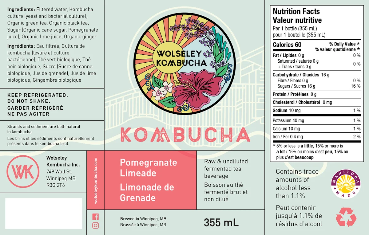 Menu, Wolseley Kombucha
