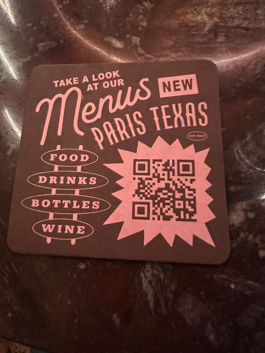Menu, Paris Texas