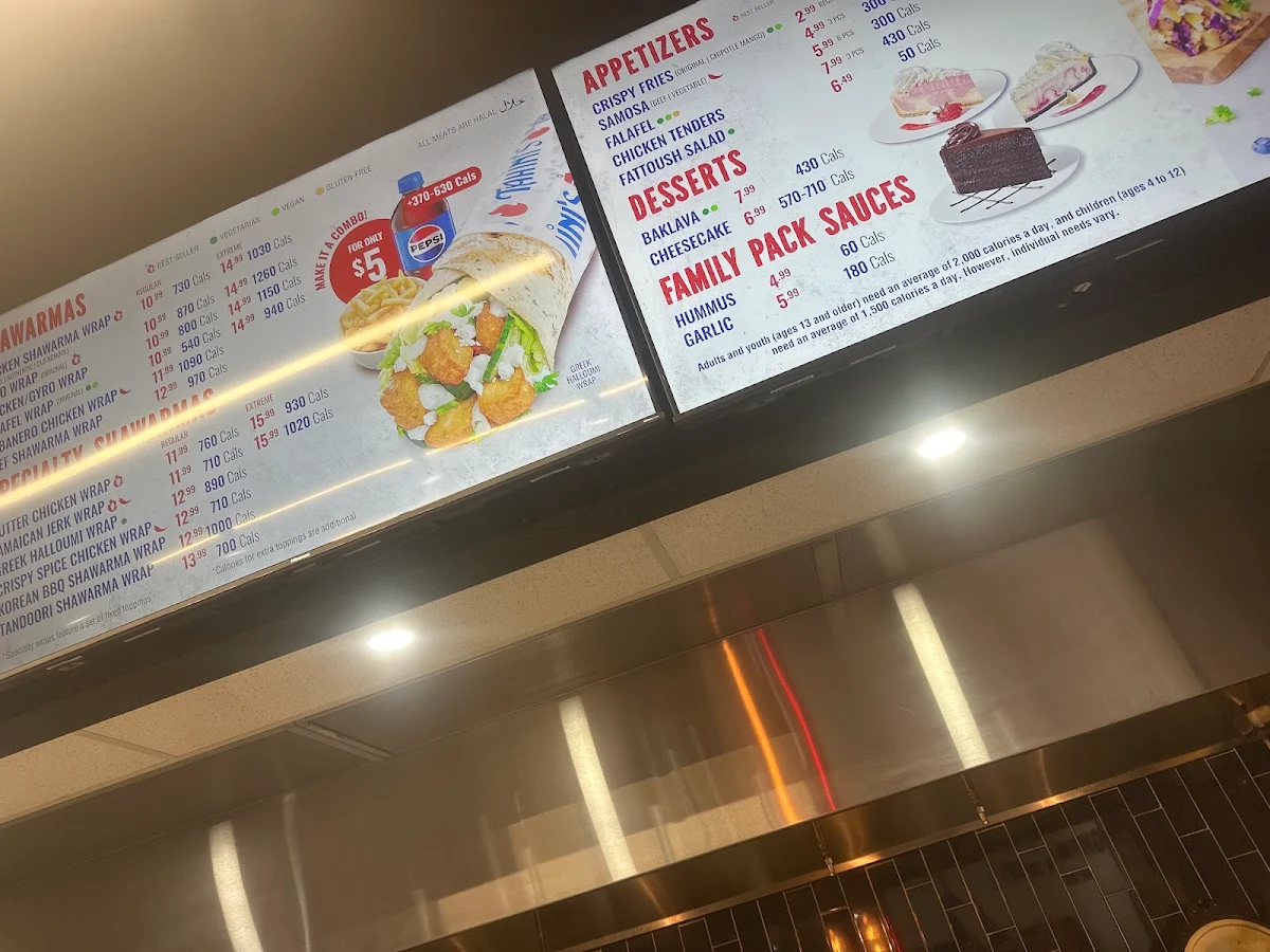 Menu, Tahini's Shawarma