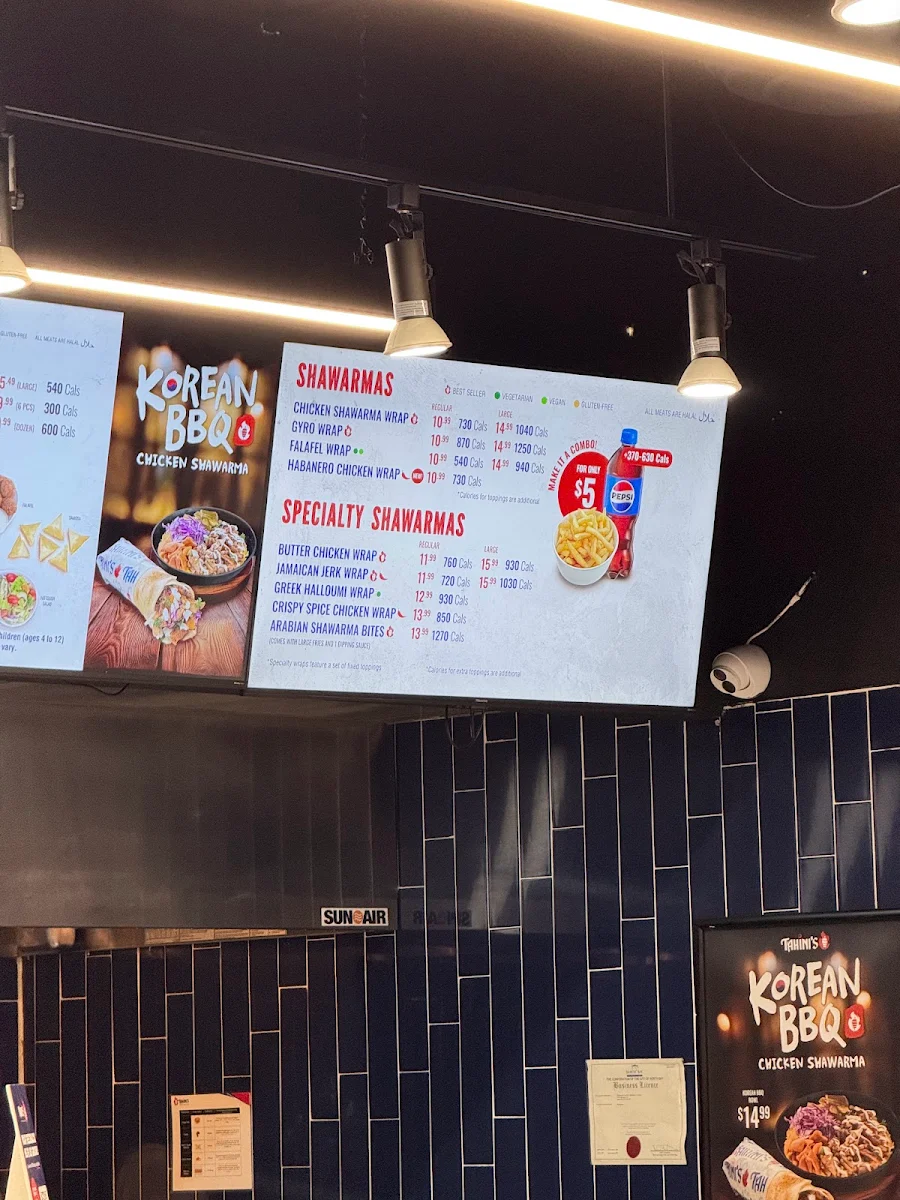 Menu, Tahini's Shawarma