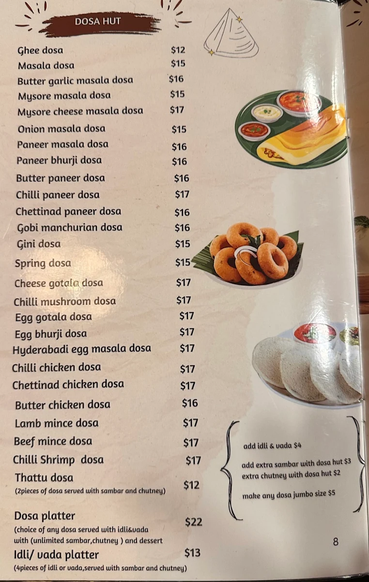Menu, Southern Spices
