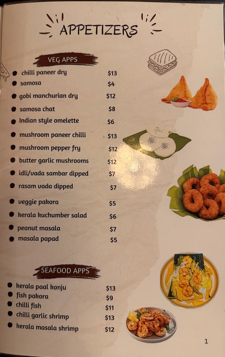 Menu, Southern Spices