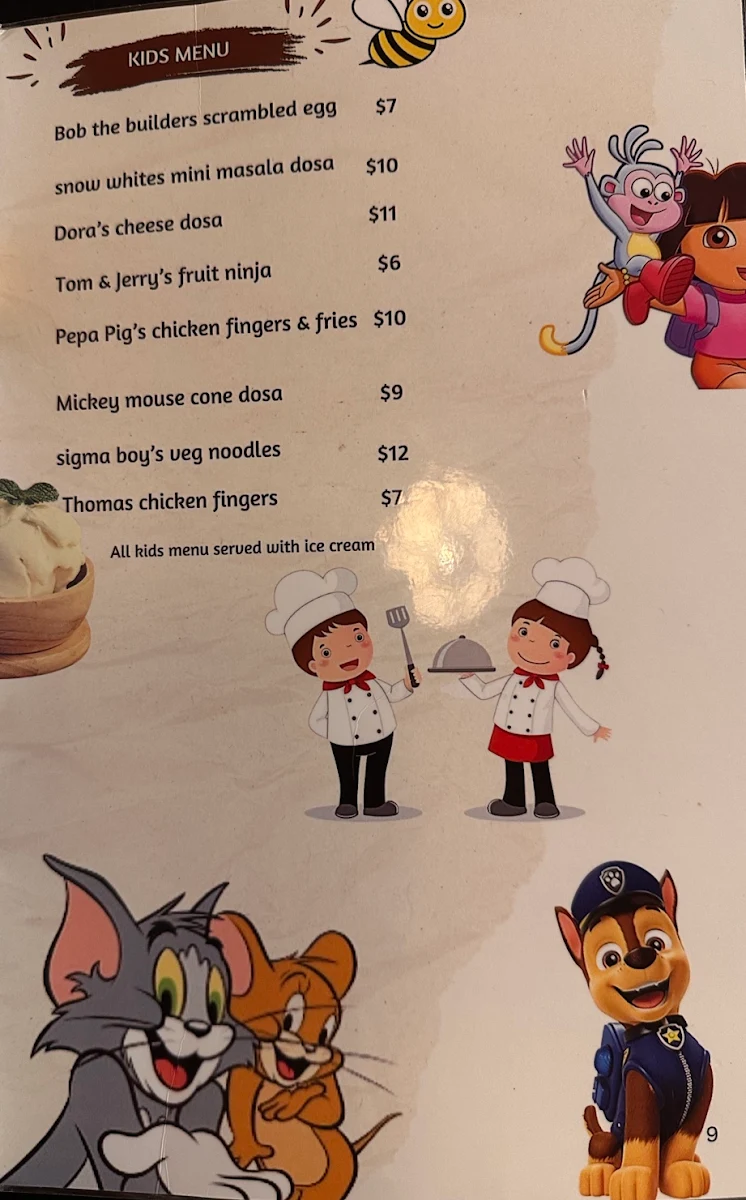 Menu, Southern Spices
