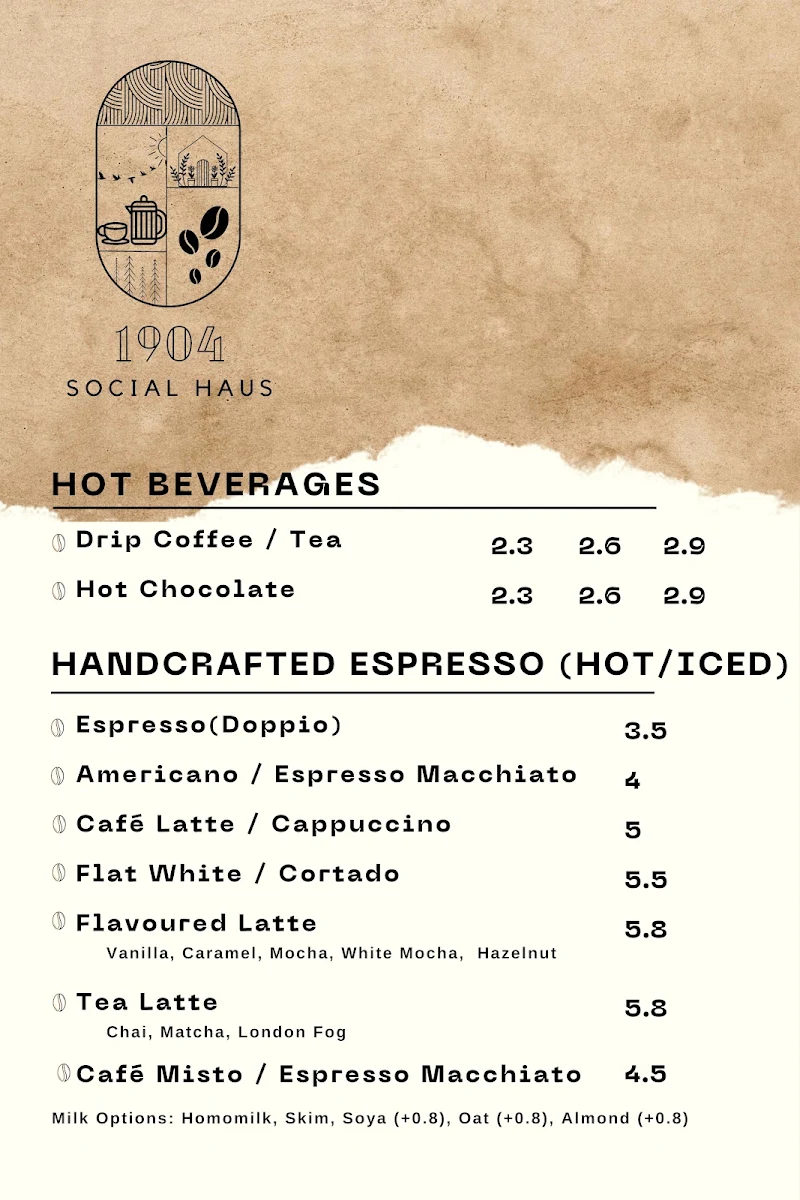 Menu, 1904 Social Haus