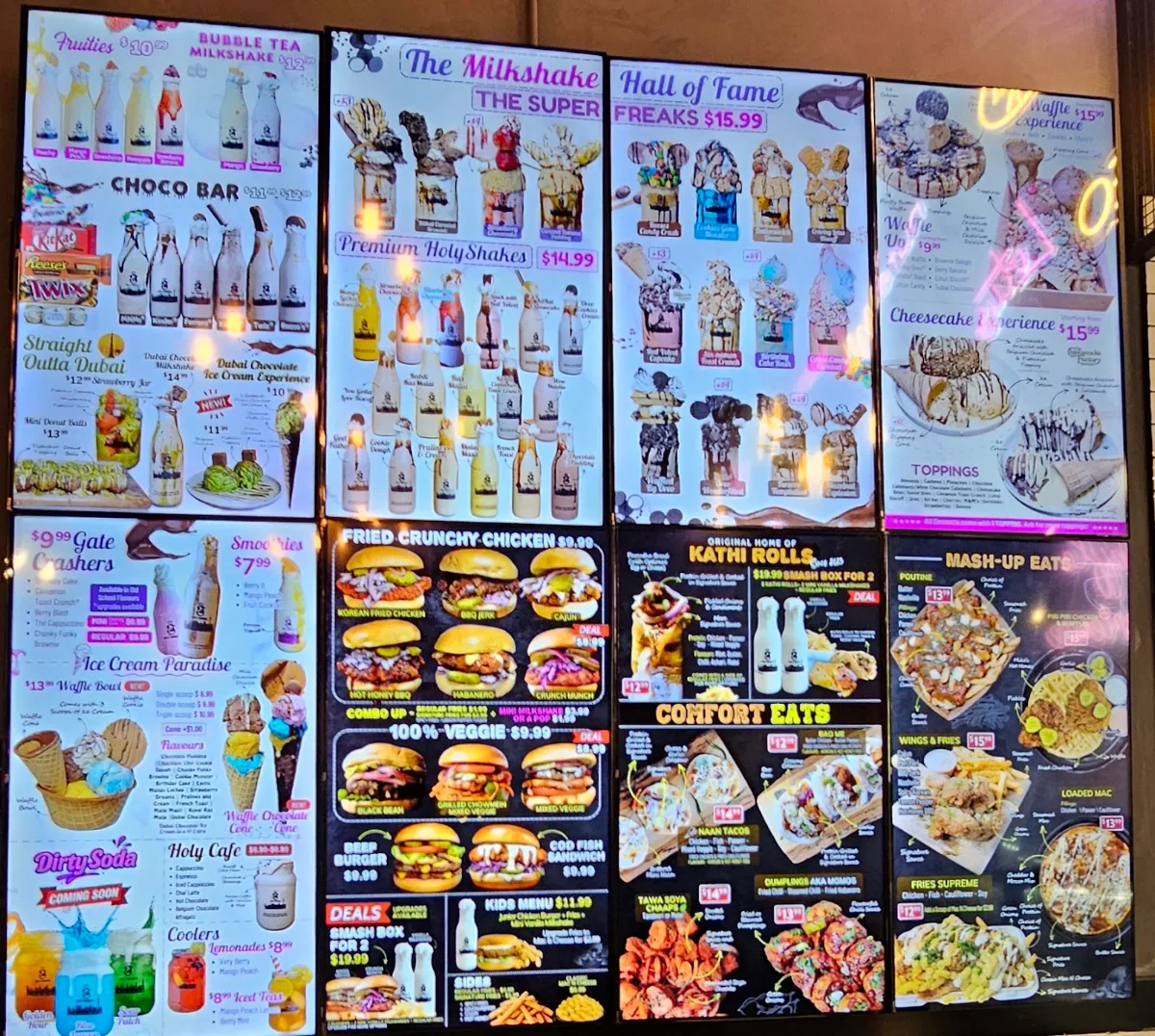 Menu, Holy Shakes Desserts, Cafe & Eatery Delta