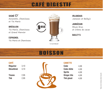Menu, O'Centro Pub & Grill