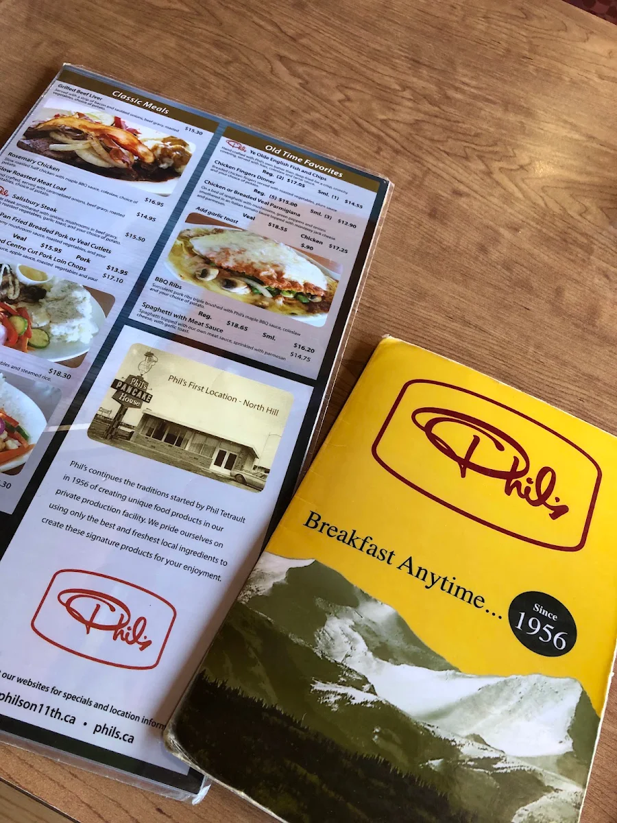 Menu, Phil's Restaurants