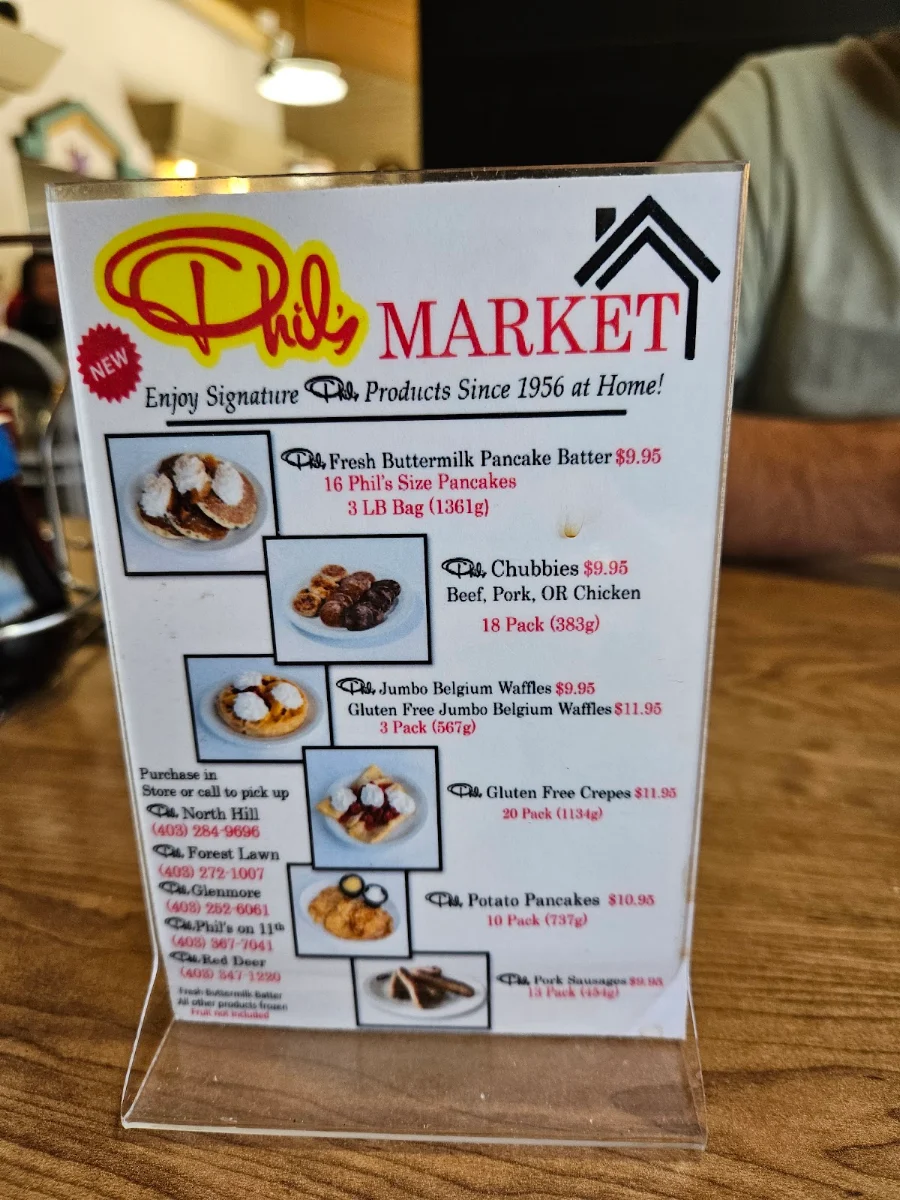 Menu, Phil's Restaurants