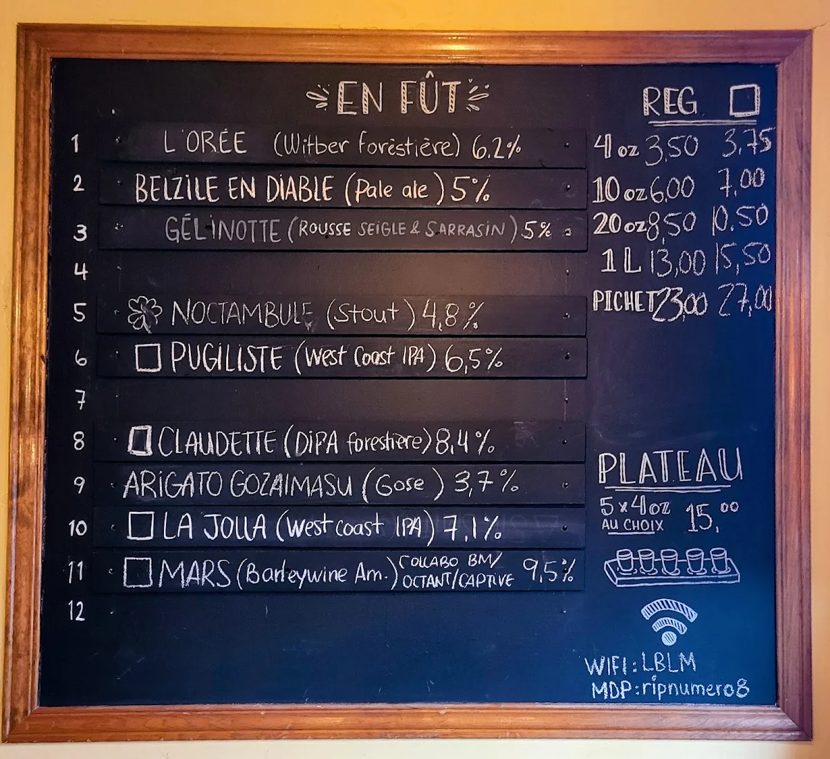 Menu, Le Bien, Le Malt - Brasserie Artisanale