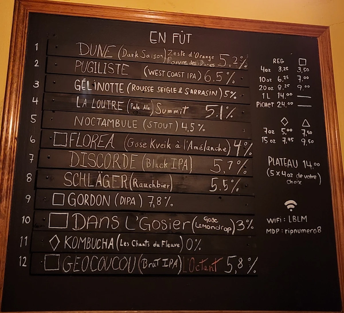 Menu, Le Bien, Le Malt - Brasserie Artisanale