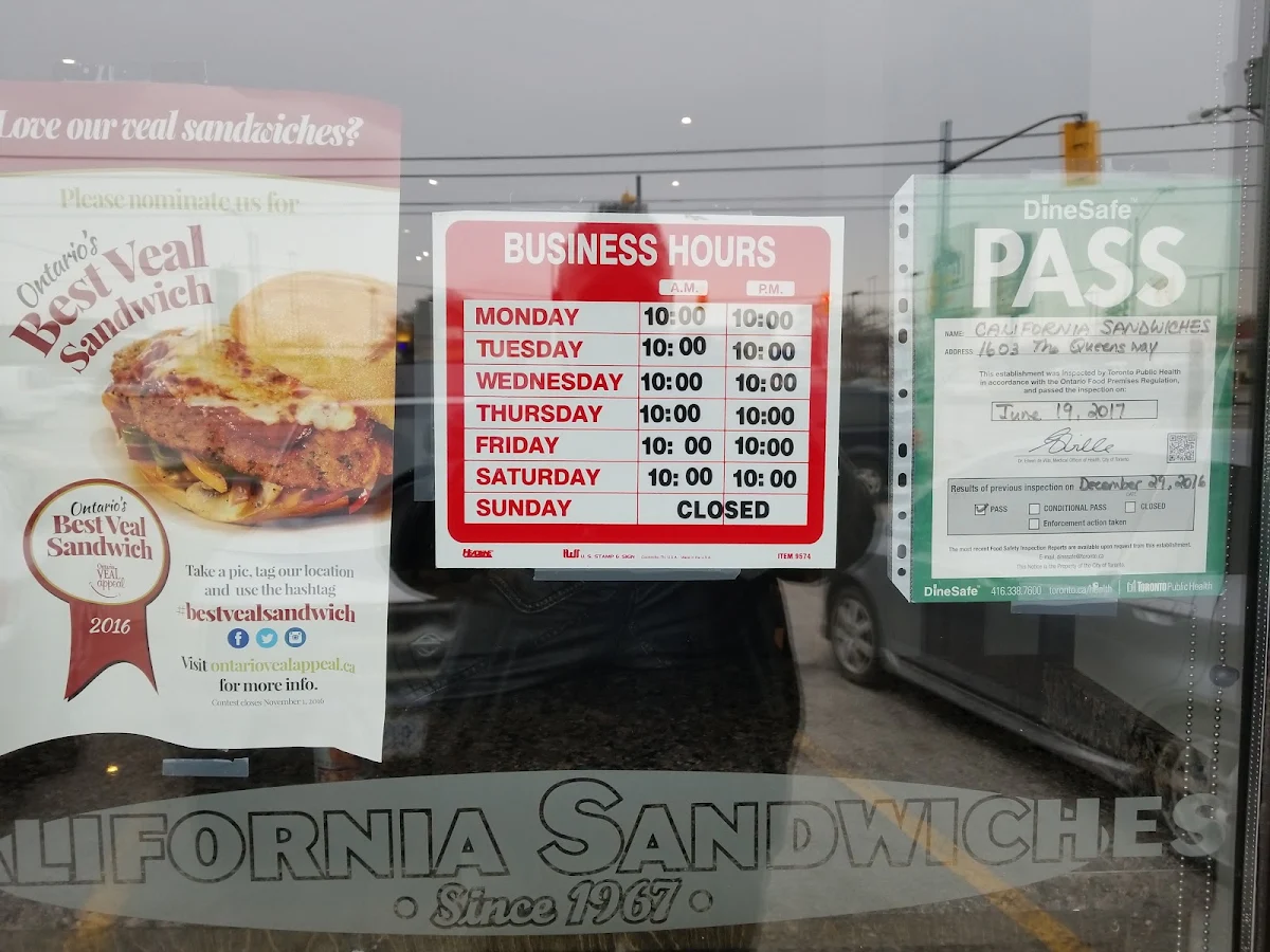 Menu, California Sandwiches