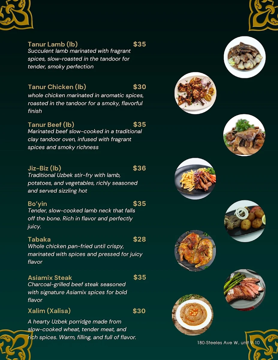 Menu, Asiamix Restaurant