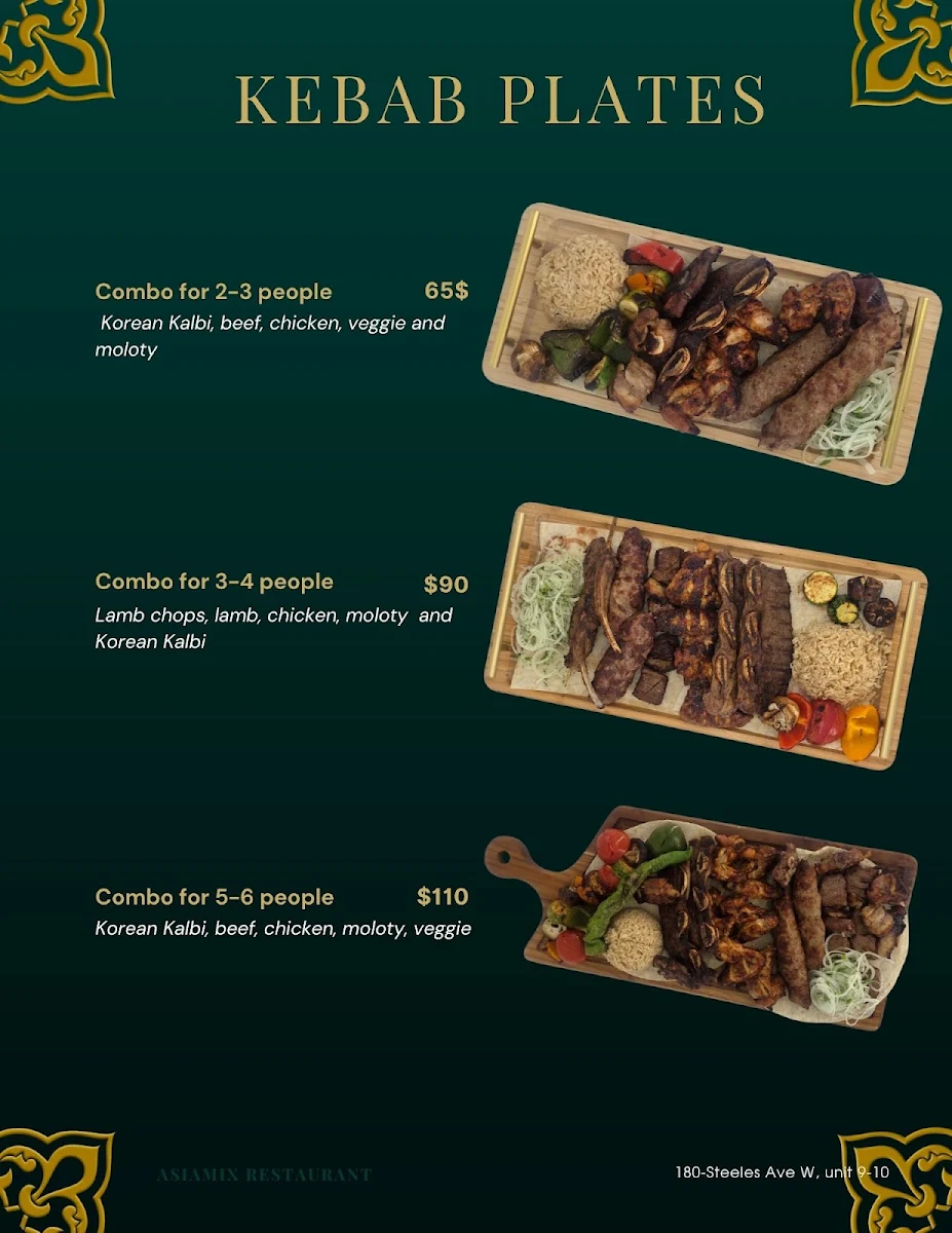 Menu, Asiamix Restaurant