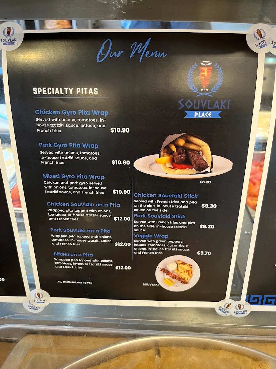 Menu, Souvlaki Place