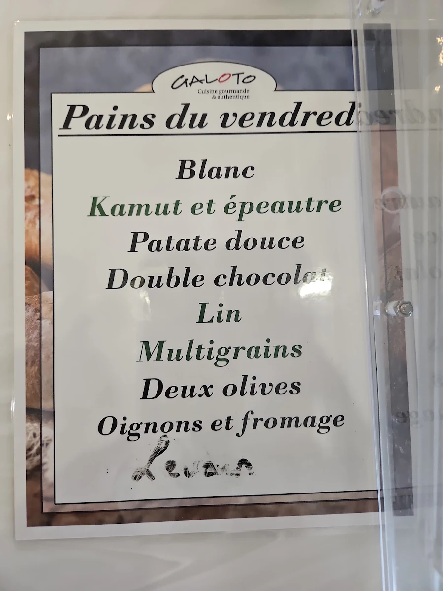 Menu, Galoto