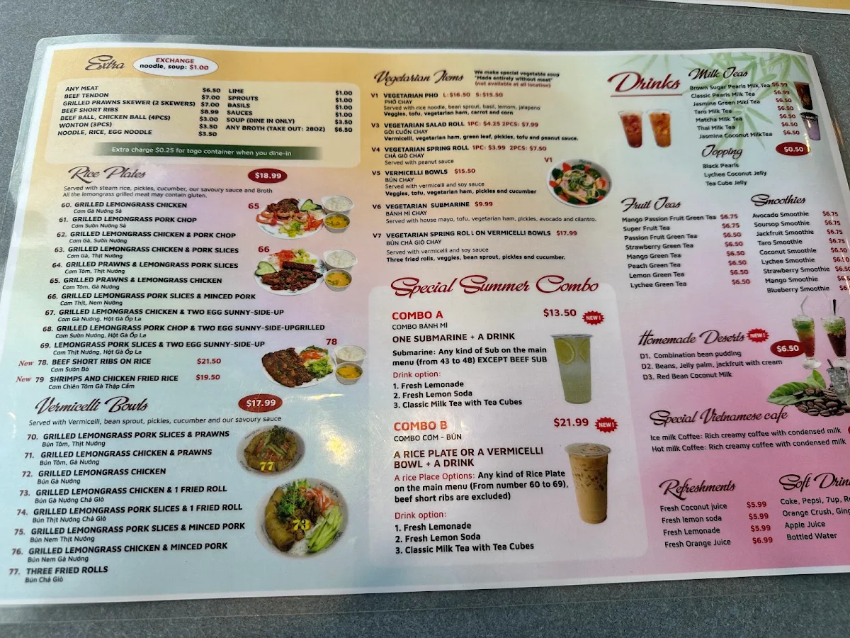 Menu, Pho 99 New Westminster