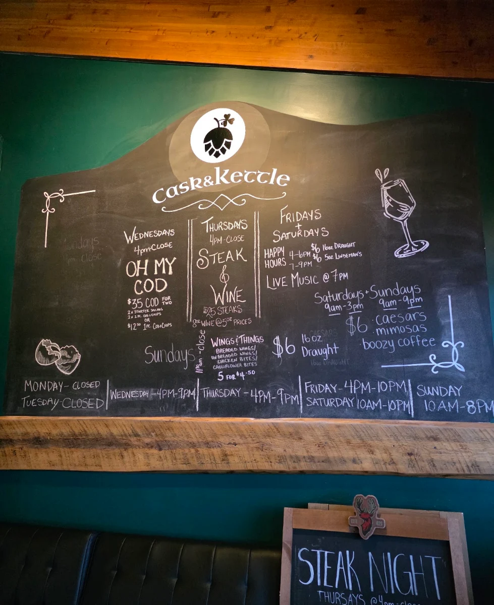 Menu, Cask & Kettle Irish Gastropub - Westfield