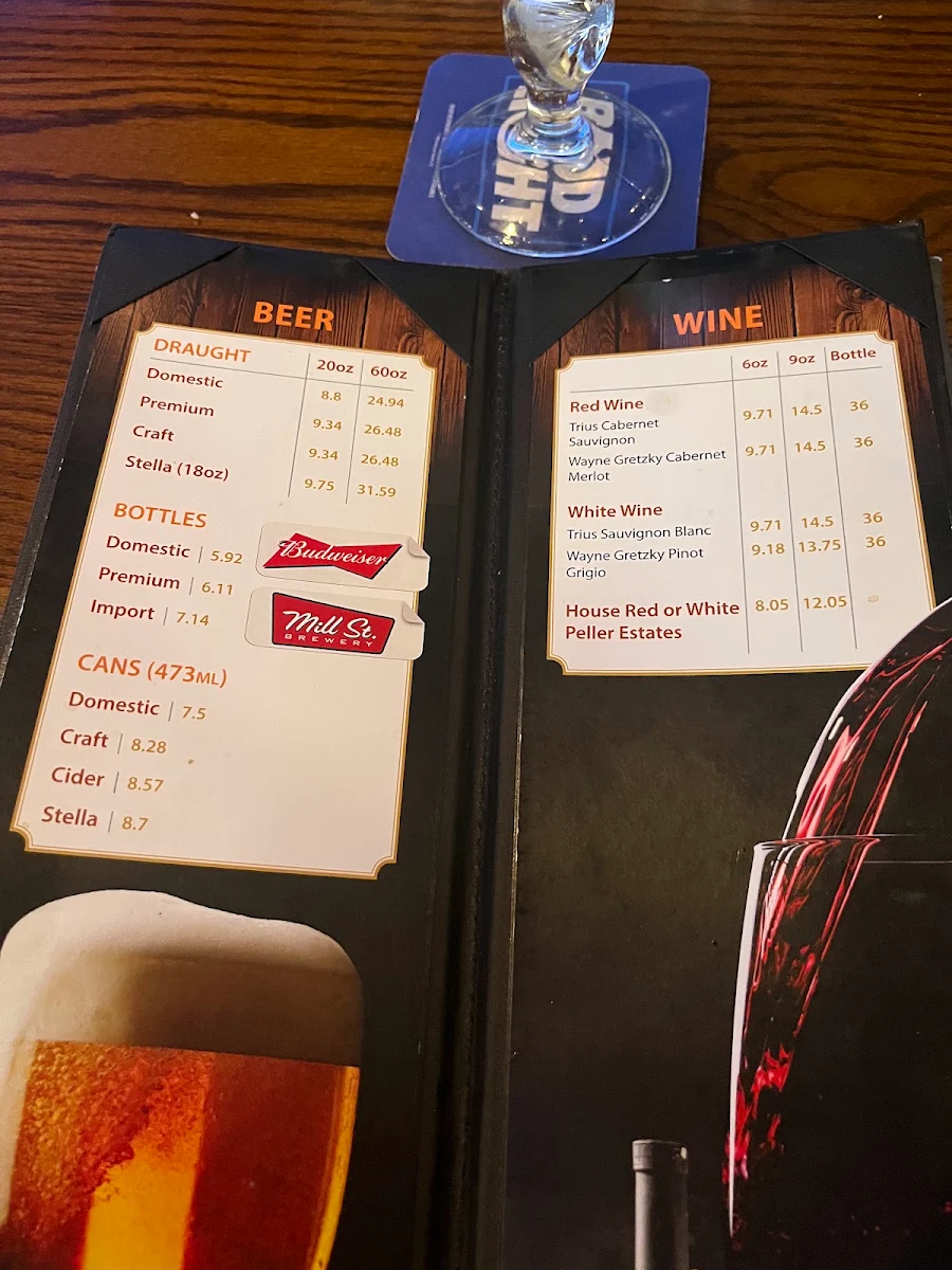 Menu, Broadway Bar & Grill