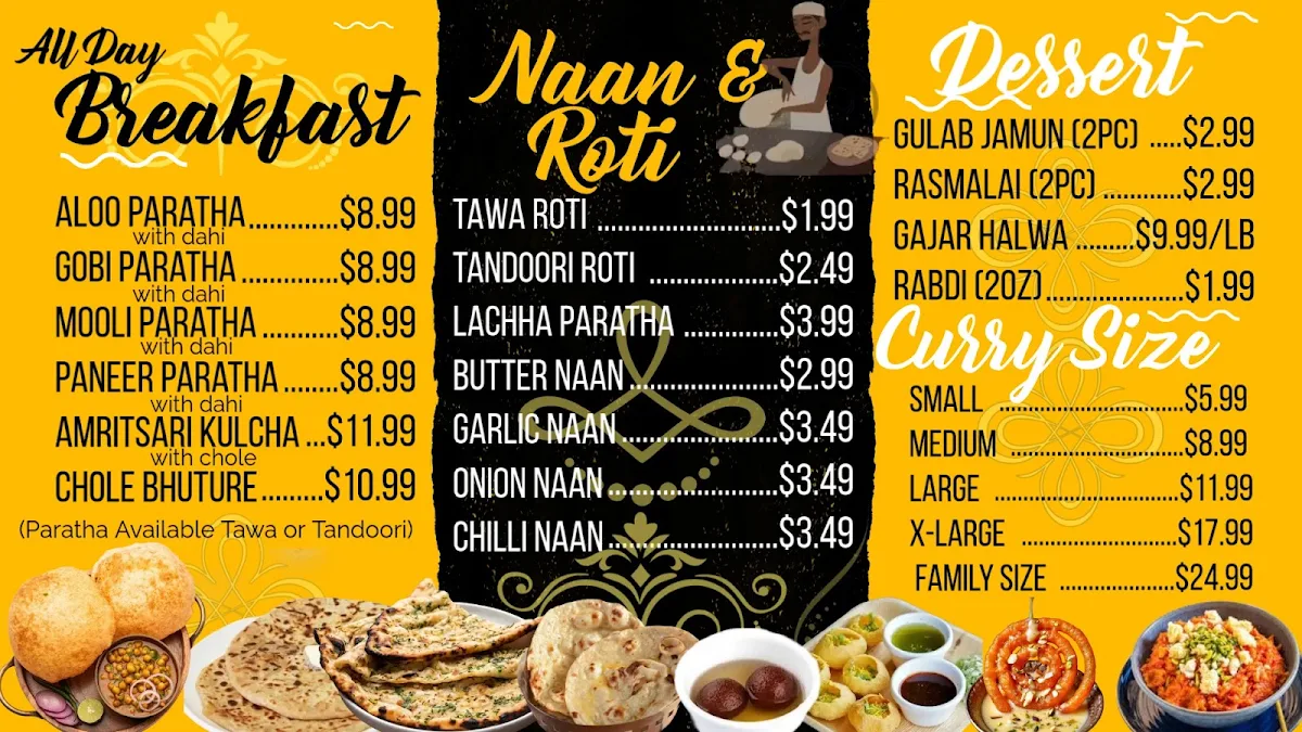 Menu, Village Of India Sweets & Restaurant (Halifax)