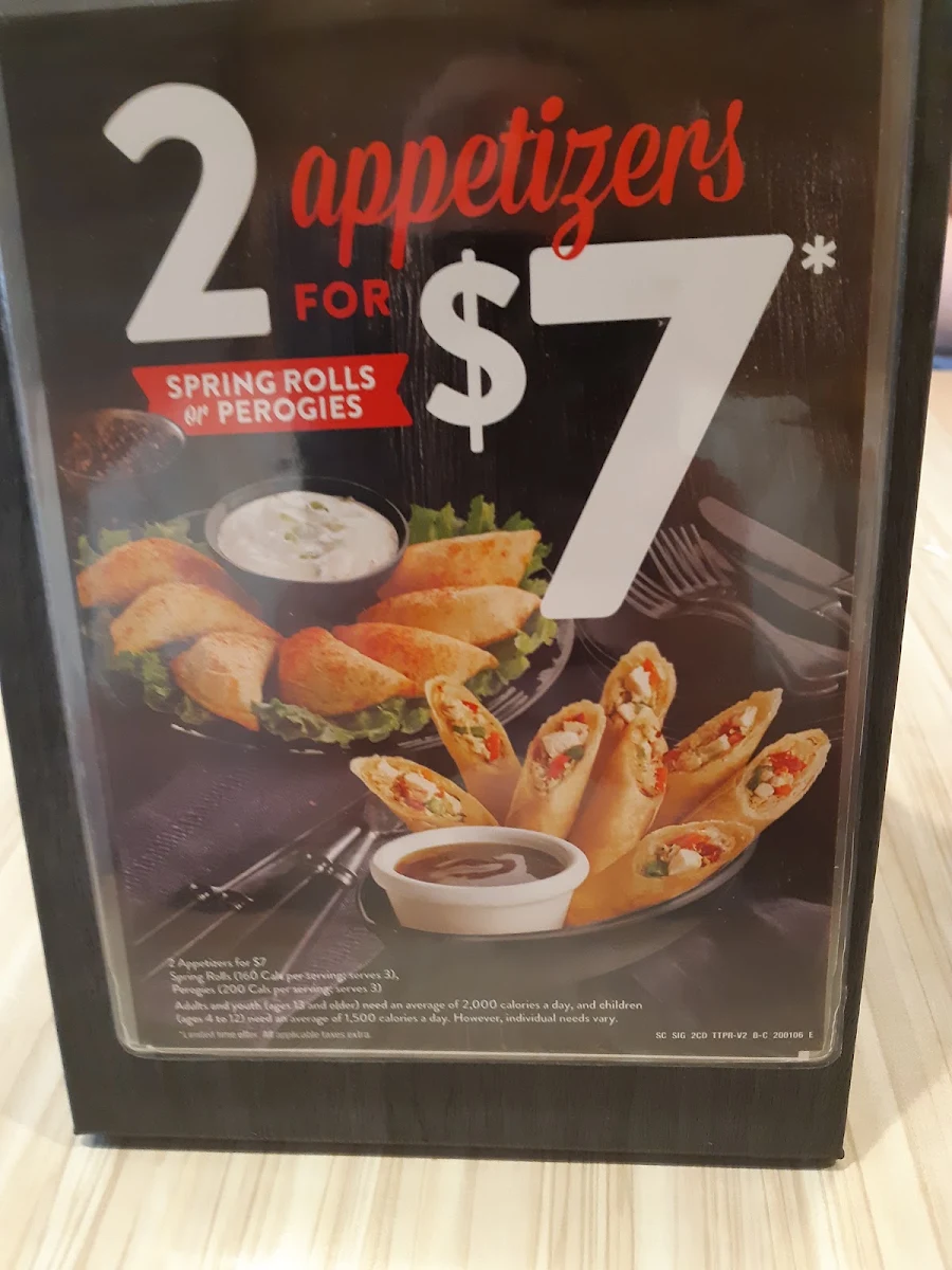 Menu, Swiss Chalet