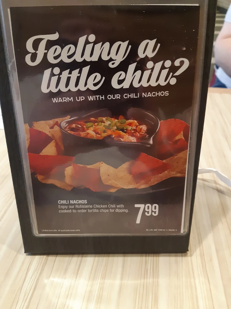 Menu, Swiss Chalet