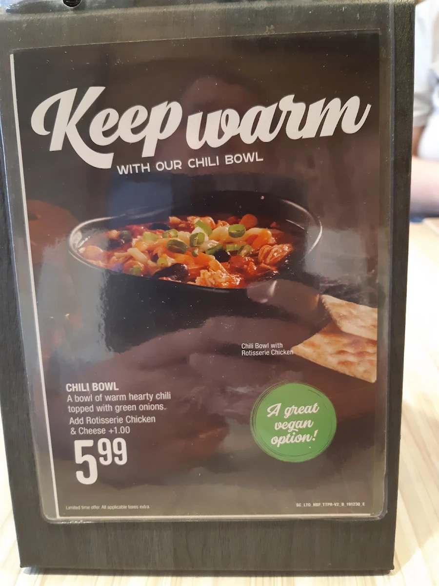 Menu, Swiss Chalet