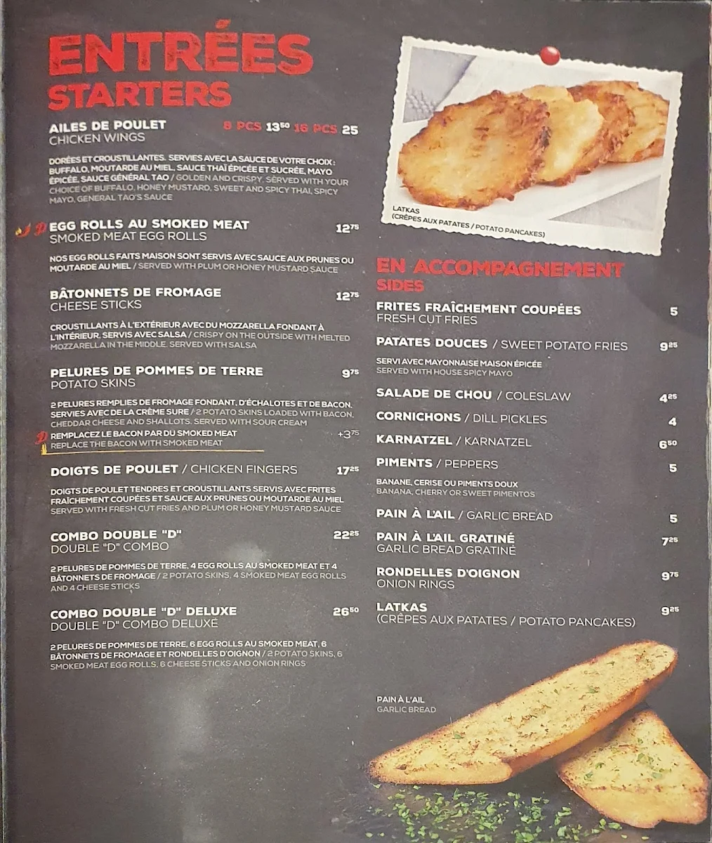 Menu, Dunn's Famous St-Eustache