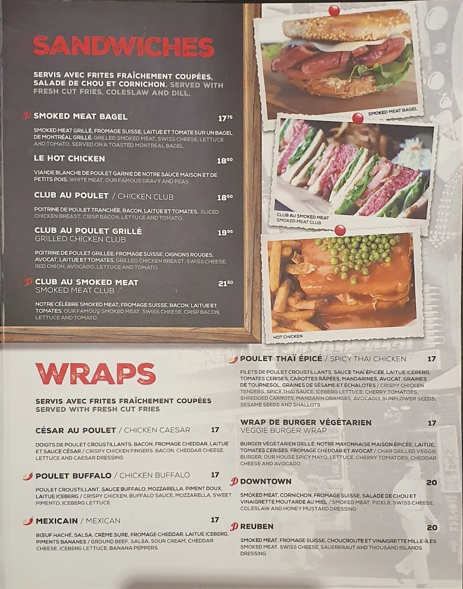 Menu, Dunn's Famous St-Eustache