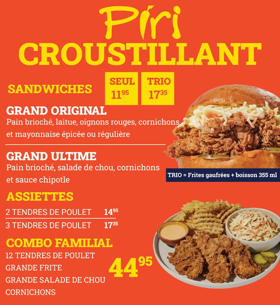 Menu, Rôtisserie Piri Piri (Marché Central)