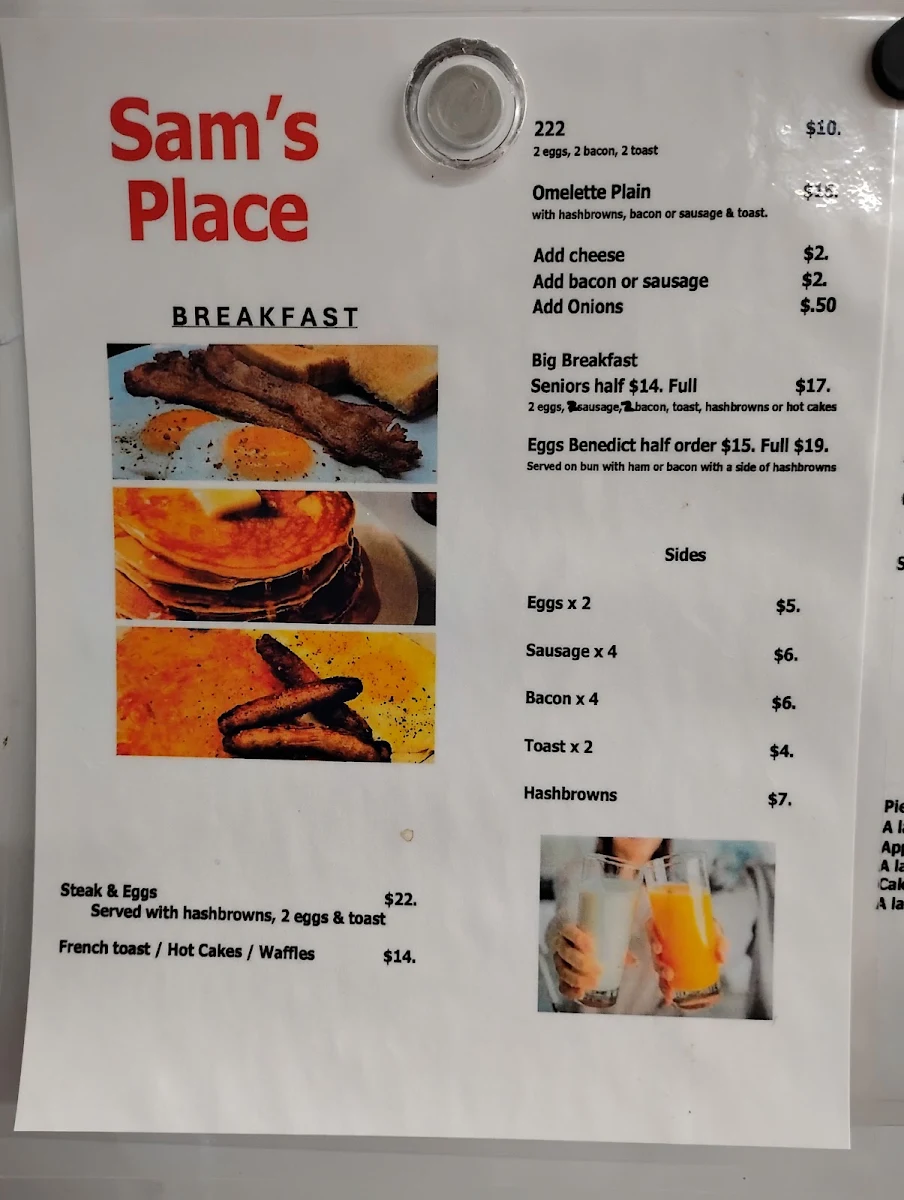 Menu, Sam's Place