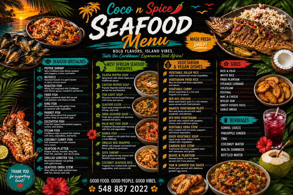 Menu, Coco n Spice
